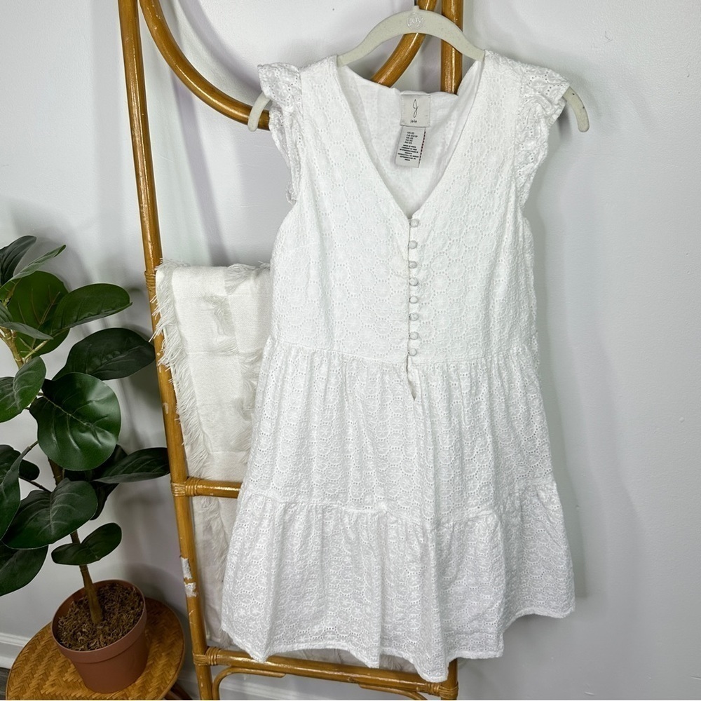 Joie White Eyelet Lace Flutter Sleeve Dress sz XS